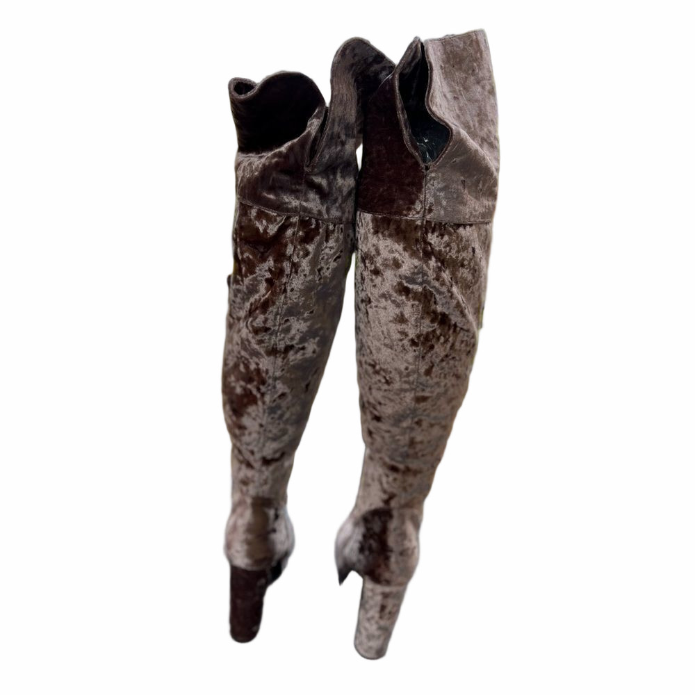 Nwt Rouge Helium Taupe Velvet High Heeled Boots  Women’s Size 11 Shoes - Picture 5 of 9